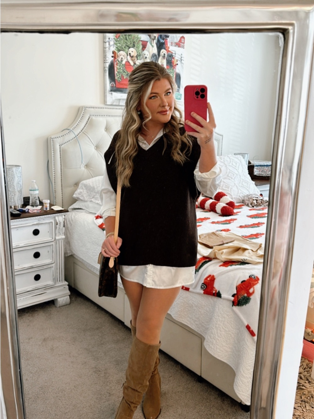 Brown V-Neck Sweater Vest